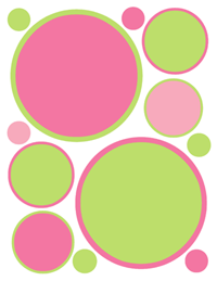decamp studios pink green polka dots wall decals