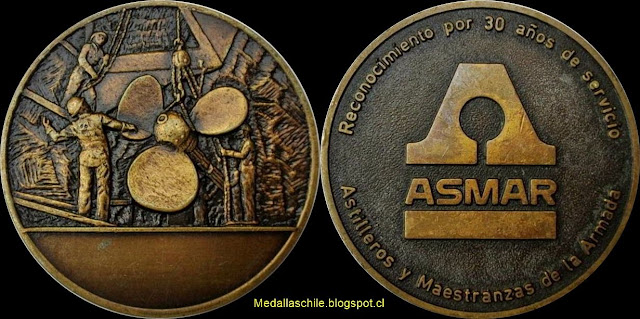 Medalla 30 Años de Servicio Asmar ALPARAISO- TALCAHUANO - MAGALLANES