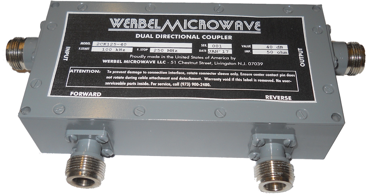 Werbel Microwave LLC Dual Directional Coupler Operates from 100 kHz to
