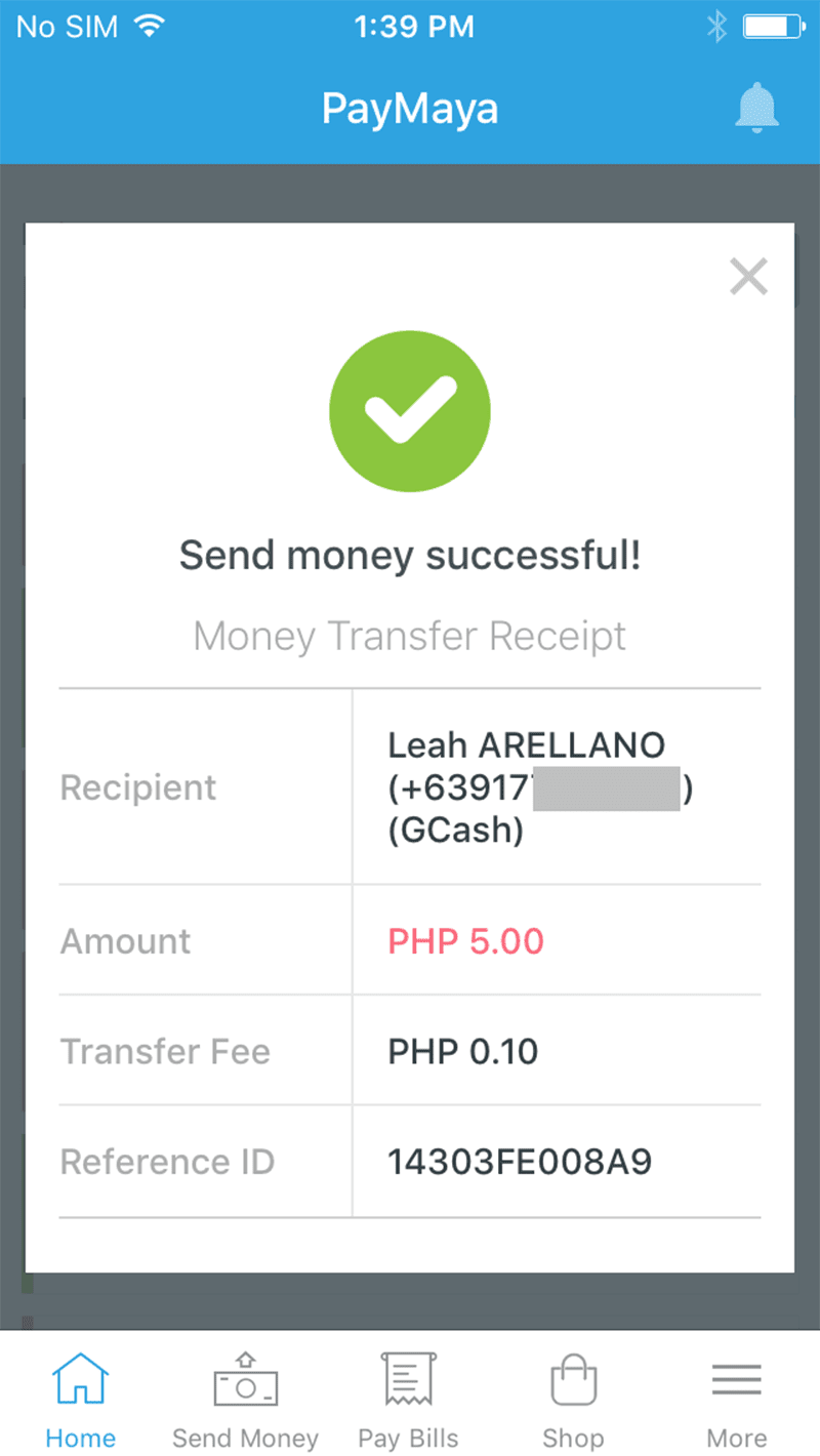 Send money sucessful