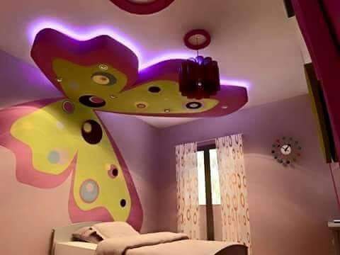 ديكورات جبس لغرف نوم الأطفال: ديكور الفراشة