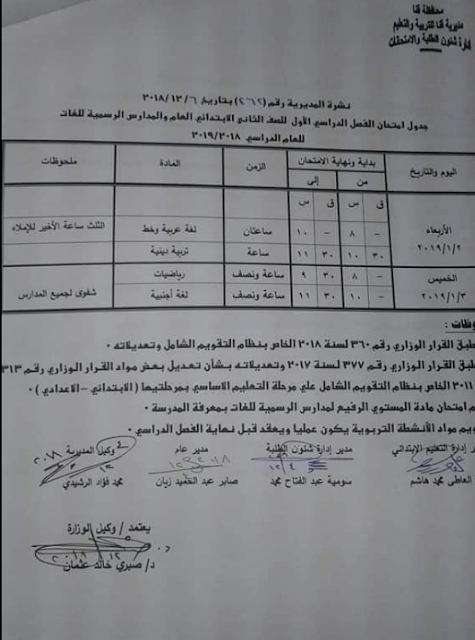 جداول إمتحانات الترم الاول بمحافظة قنا 2019 . جداول إمتحانات الترم الاول بمحافظة قنا 2019 جميع المراحل (إبتدائى وإعدادى وثانوى)