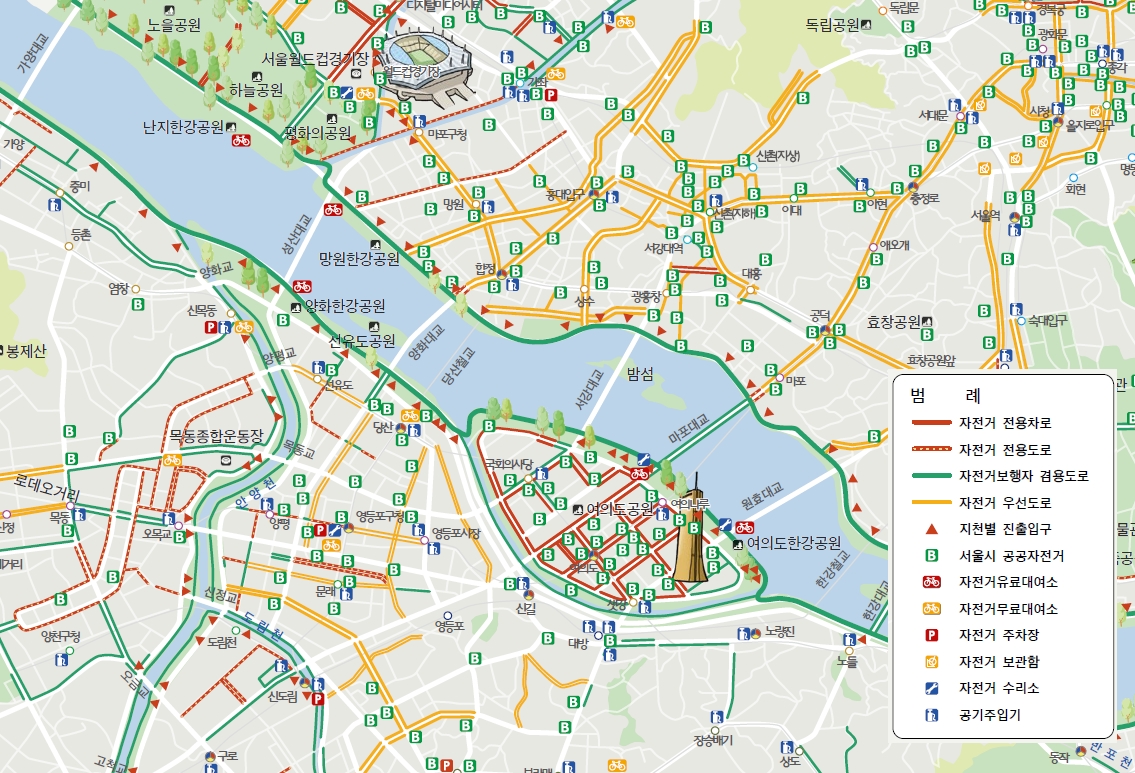 서울시 자전거길 안내 지도 다운로드 및 배부처 | | 오해피넷