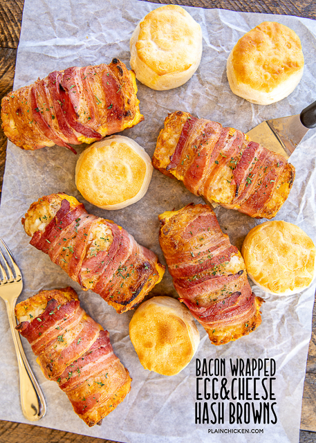 Bacon Wrapped Egg & Cheese Hash Browns | Plain Chicken®
