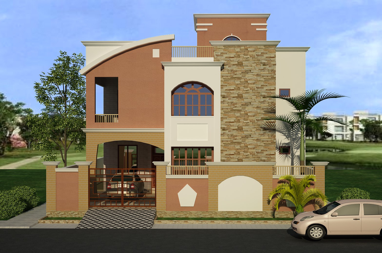 3D Front Elevation.com: 2 Kanal Corner Plot @ Beautiful Modern ...