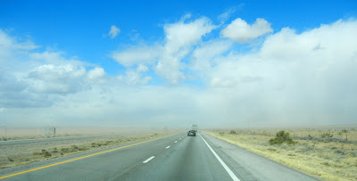 Driving into a dust cloud