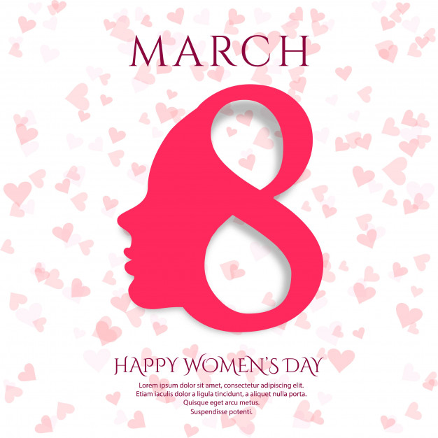 March 8 greeting card. Background for International Women's Day design Free Vector