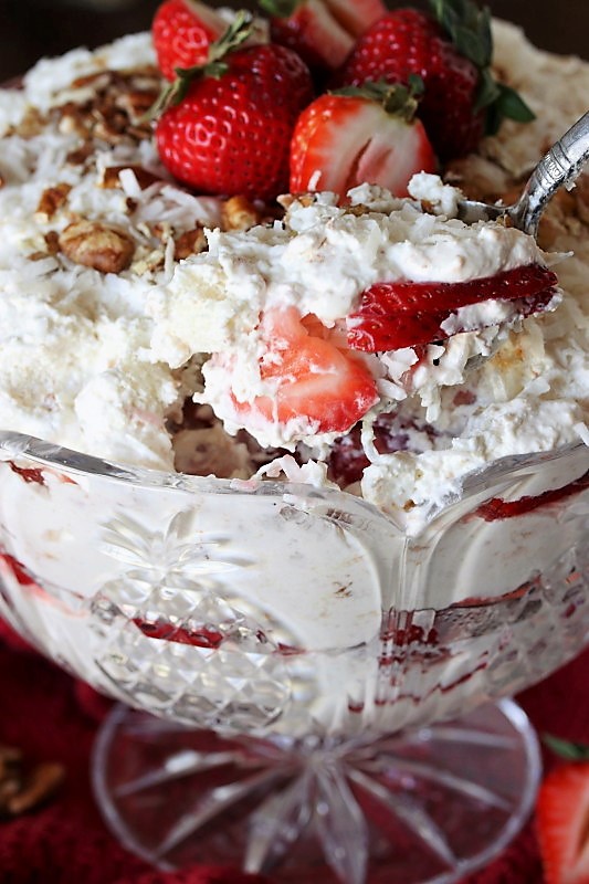 Southern StrawberryCoconut Punch Bowl Cake The Kitchen is My Playground