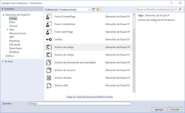 Crear archivo de código Crear archivo de código