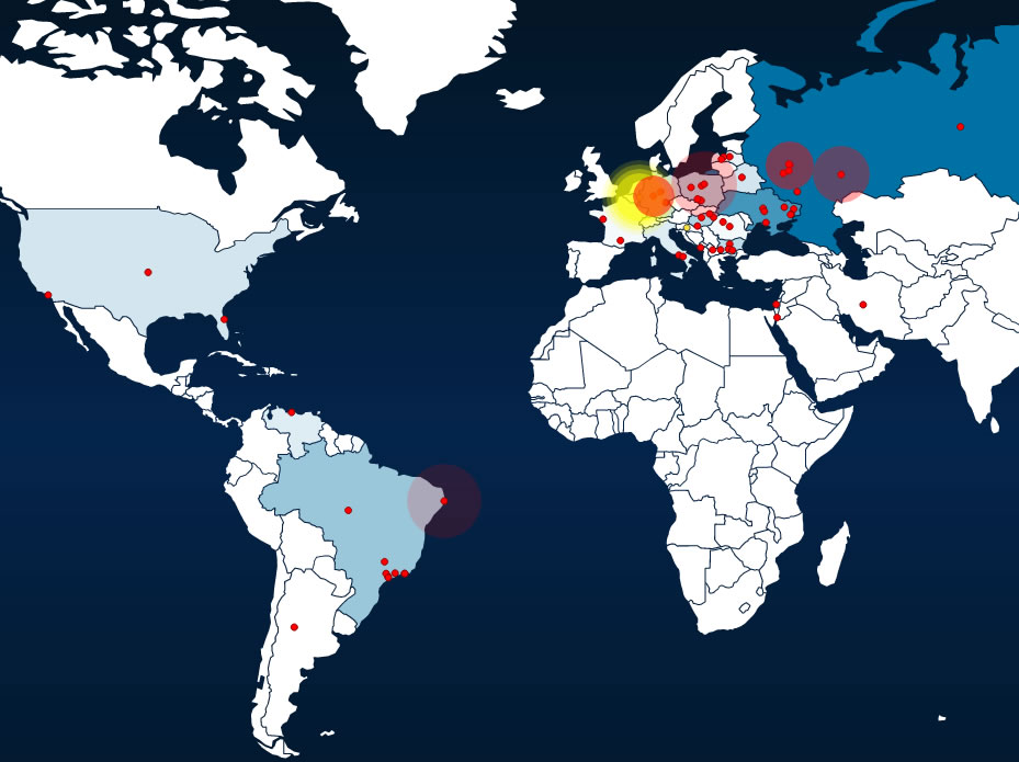 Real time map. Cyber attack map.