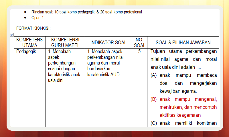 Contoh Soal dan Kisi-Kisi Materi Guru Pembelajar TK-PAUD Semua Kompetensi Contoh Soal dan Kisi-Kisi Materi Guru Pembelajar TK-PAUD Semua Kompetensi