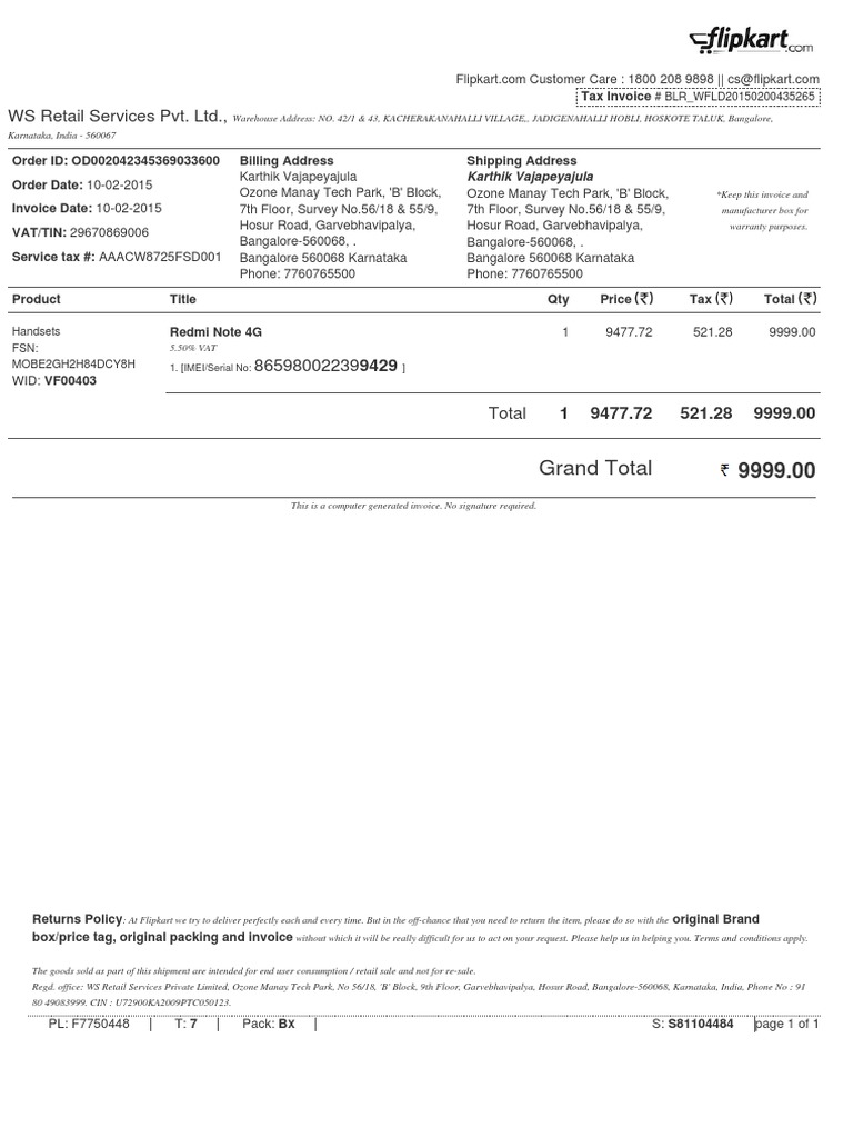 flipkart invoice Scribd india