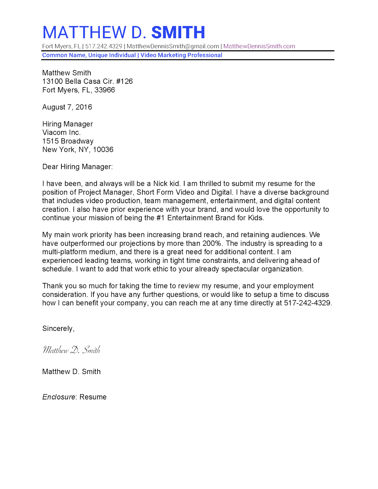 practice cover letter