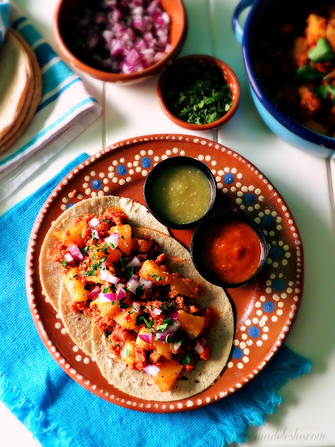 Mexican Longaniza Tacos with Pineapple - lacocinadeleslie.com 