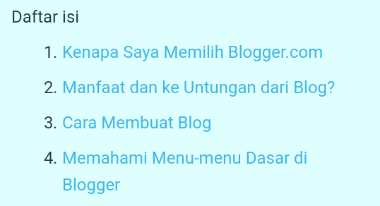 Cara Membuat Daftar Isi di Halaman Statis dan Halaman Artikel Posting Blog Cara Membuat Daftar Isi di Halaman Statis dan Halaman Artikel Posting Blog