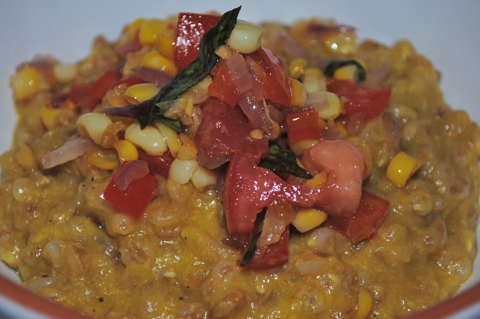 and then I put an egg on it. Corn Farrotto