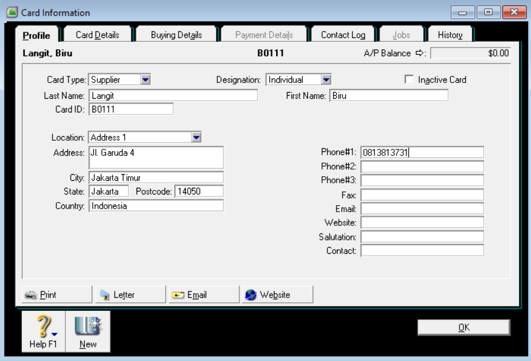 Tugas Tutorial Pembuatan Card File di MYOB