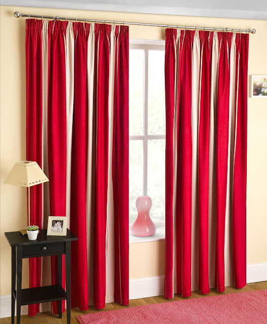 Beautiful red and white striped curtains Beautiful red and white striped curtains