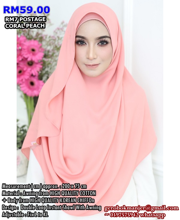 INSTANT SHAWL CHIFFON 2 LOOP ROSSY FLARE WITH AWNING
