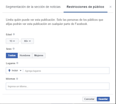 Facebook, Redes Sociales, Social Media, Público, Segmentos, Fan page, 