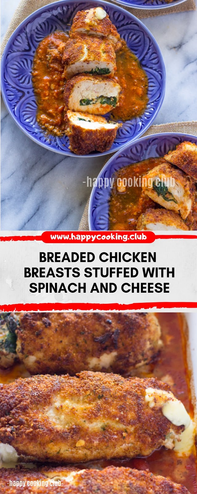 BREADED CHICKEN BREASTS STUFFED WITH SPINACH AND CHEESE