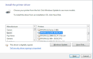 Driver Epson LQ2180/LQ2170 Windows 7