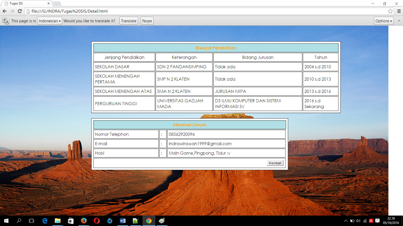 Cara Membuat Biodata Diri dengan HTML dan CSS - Indra Wirawan