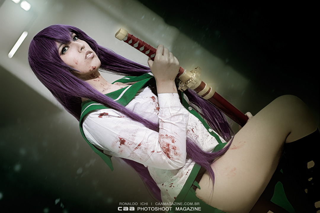 cosplayer MICHII and your Saeko Busujima cosplay costume from Highschool of the Dead (学園黙示 Gakuen Mokushiroku) mangá and anime