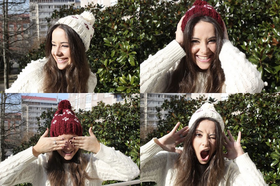 DIY gorros de lana dos agujas