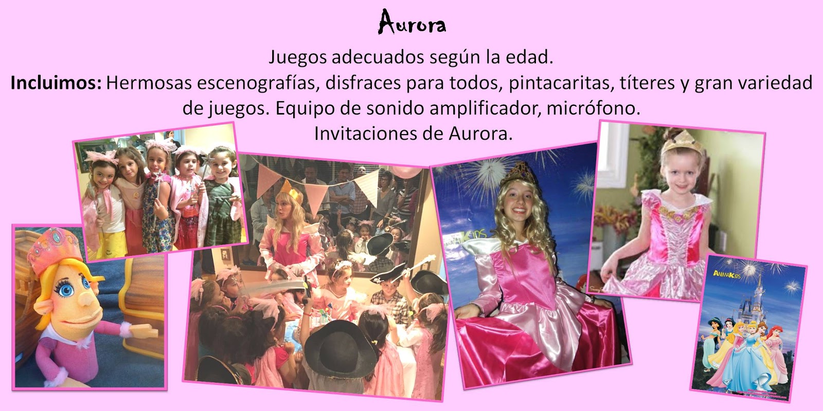 Animación infantil de cumpleaños princesa Aurora