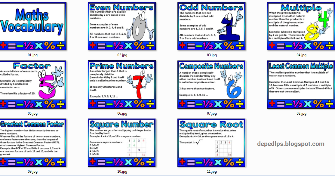 Math Vocavulary Instructiona Materials DepEd LP's