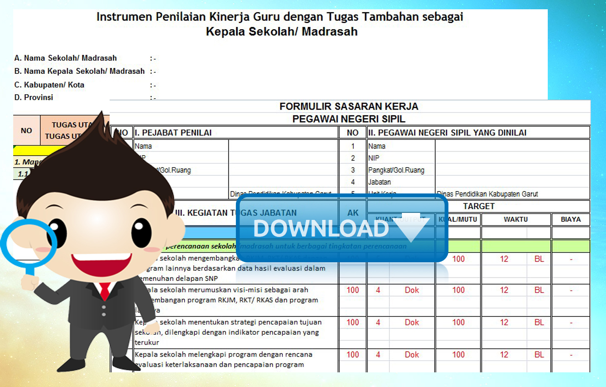 Aplikasi Penilaian Kinerja Kepala Sekolah PKKS Excel Terbaru