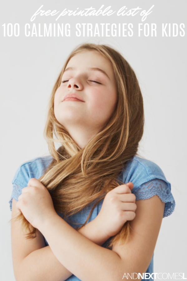 Free printable list of 100 calming strategies for kids