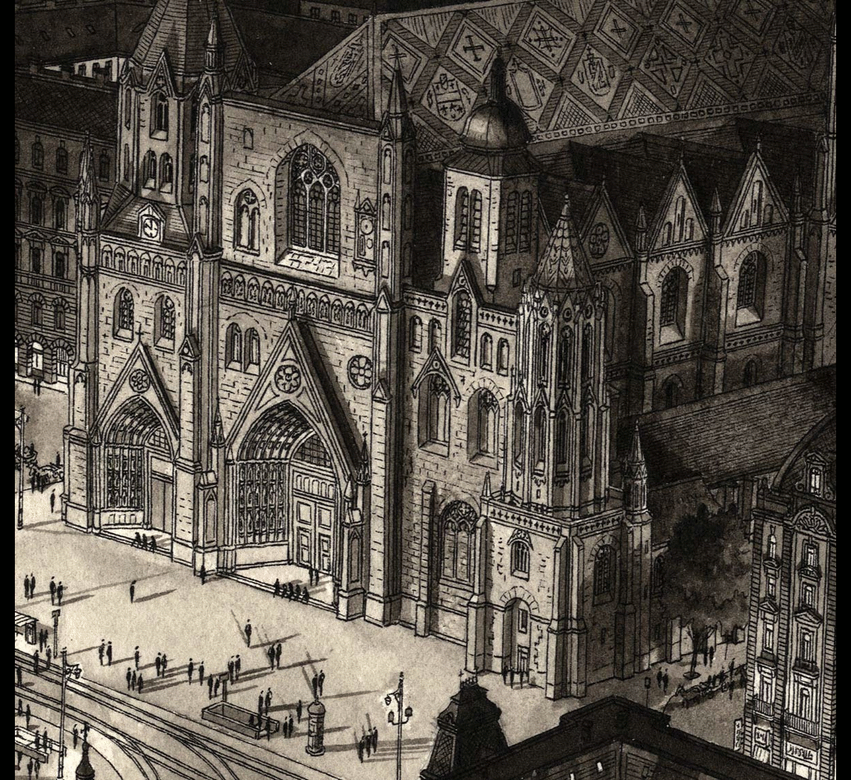 19-Vienna-at-Night-Stefan-Bleekrode-Detailed-Architectural-Drawing-from-the-Imagination-www-designstack-co