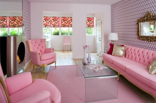 sala color rosa