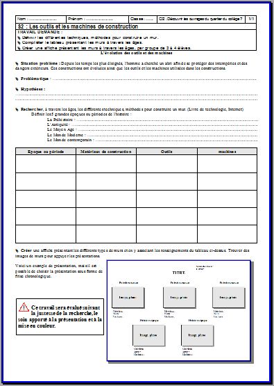 evaluation technologie 5eme