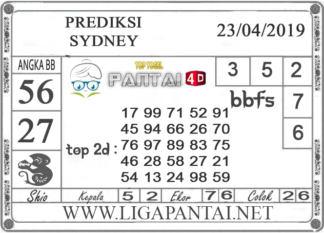 Prediksi Togel “SYDNEY” PANTAI4D 23 APRIL 2019