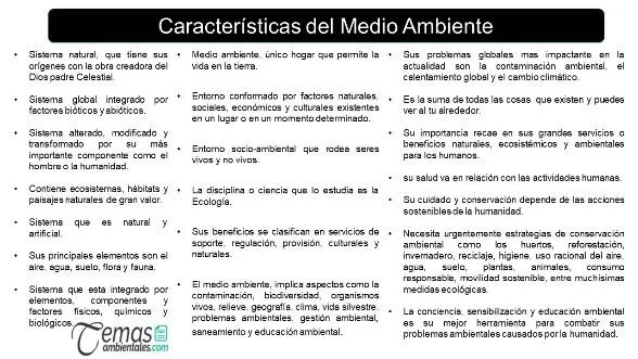 caracteristicas del medio ambiente