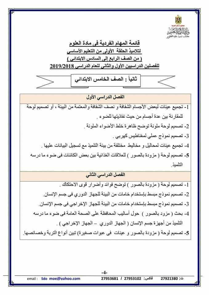 نشرة تقويم طلاب الصفوف الرابع الابتدائى وحتى السادس الابتدائى للعام 2018 - 2019 3