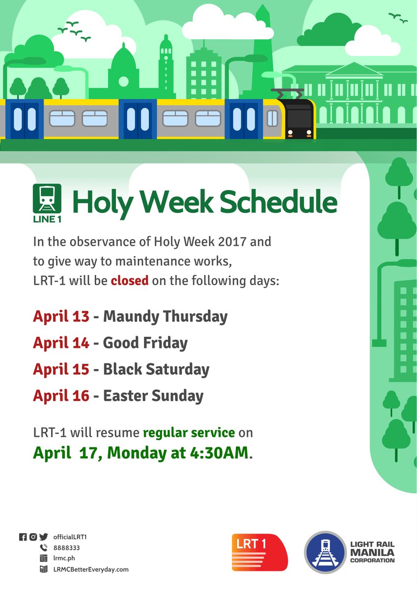 LRT 1 Holy Week 2017 Advisory