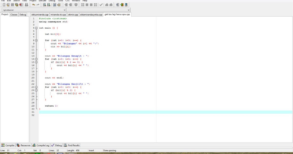Contoh Penggunaan Array Dalam Program Menggunakan Dev C++ (Bilangan ...