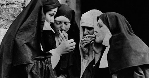 some kind of sign: Nuns Smoking