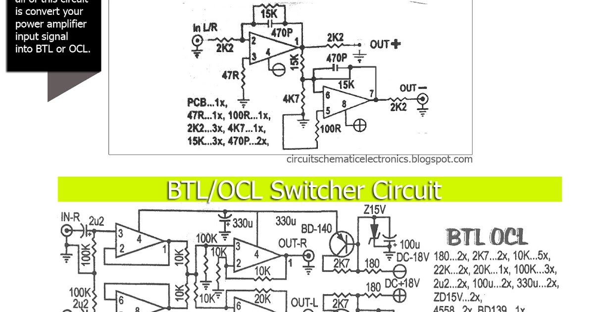 BTL OCL power amplifier input output - Electronic Circuit