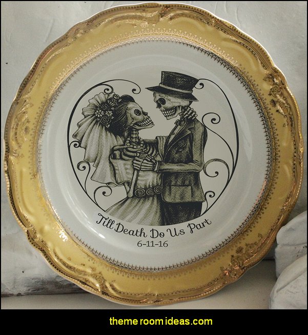 Skeleton Wedding Couple Bride & Groom Plate, Skeleton Wedding Plate, Skull Plate, Skeleton Dish, Goth Wedding Skeleton Wedding Couple Bride & Groom Plate, Skeleton Wedding Plate, Skull Plate, Skeleton Dish, Goth Wedding