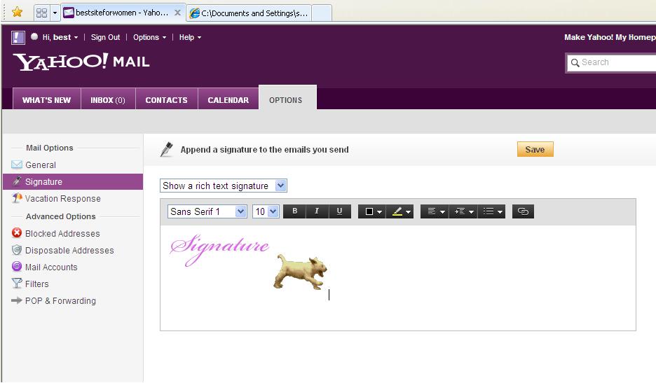 How to how to insert gif signature in yahoo mail