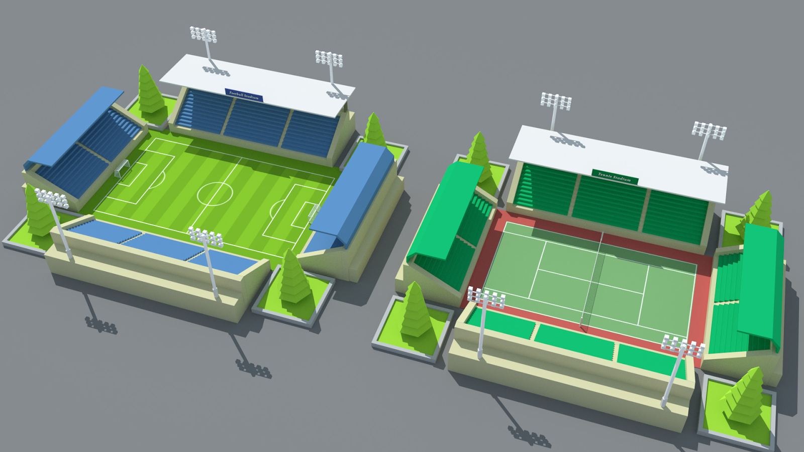 SimplePoly Stadium Kit Low Poly Models Assets