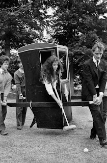 nigella lawson playing croquet, Oxford, 1980s, carriage