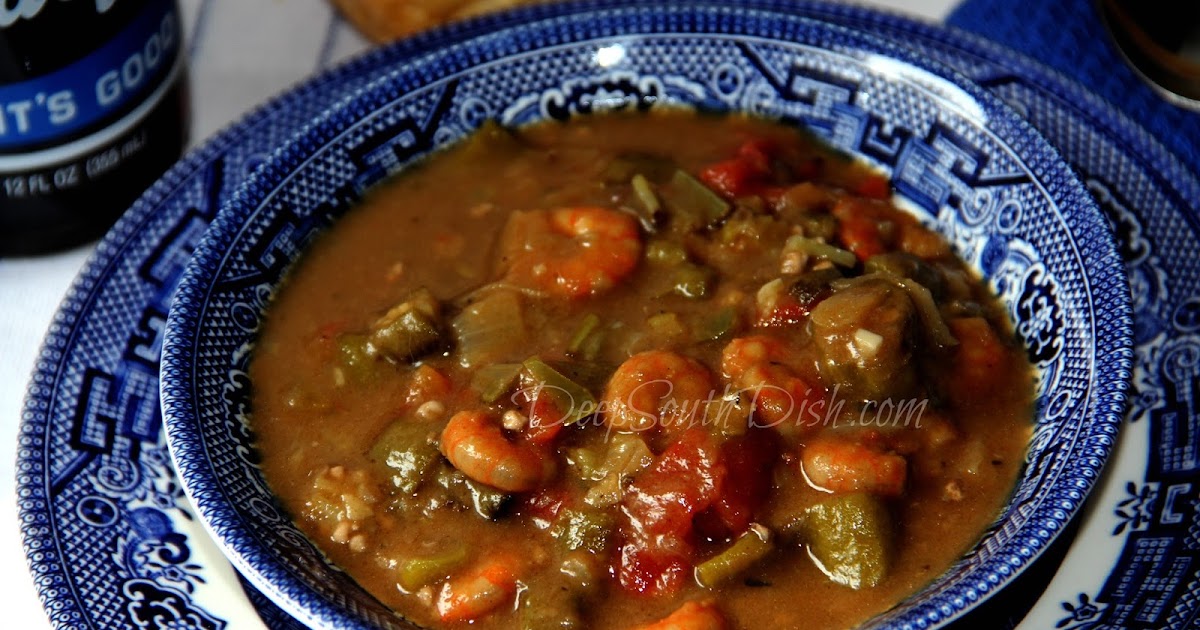 Deep South Dish Shrimp and Okra Gumbo with Microwave Roux
