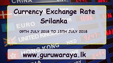 RATES OF EXCHANGE EFFECTIVE FROM 09TH JULY 2018 TO 15TH JULY 2018