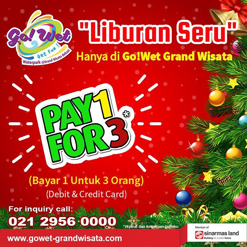 GOWET - Promo Liburan Seru PAY 1 FOR 3 Pakai BCA Mandiri Permata & BNI GOWET - Promo Liburan Seru PAY 1 FOR 3 Pakai BCA Mandiri Permata & BNI